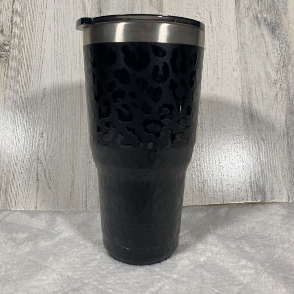 Yukon Outfitters Freedom 30oz Black W/ Leopard Pattern Insulated Tumbler - Picture 1 of 4